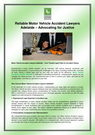 Reliable Motor Vehicle Accident Lawyers Adelaide – Advocating for Justice