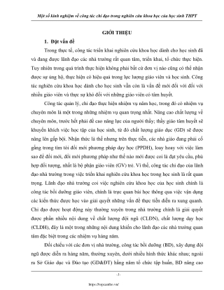 m t s kinh nghi m v c ng t c ch o trong nghi