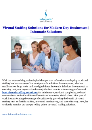 Best Virtual Staffing Solutions for Modern Day Businesses _ Infomatic Solutions