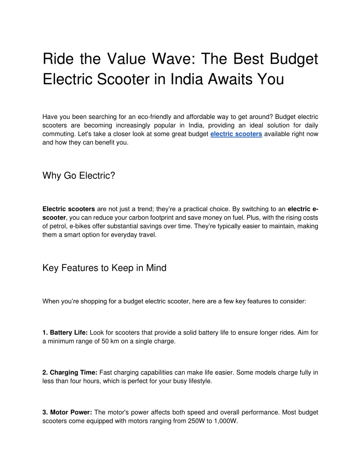 ride the value wave the best budget electric