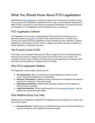 What You Should Know About FCO Legalisation