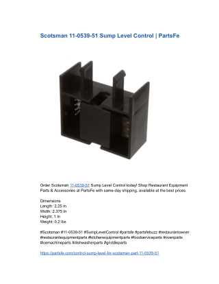 scotsman 11 0539 51 sump level control partsfe