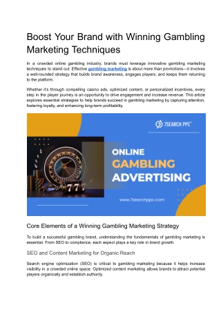 Boost Your Brand with Winning Gambling Marketing Techniques