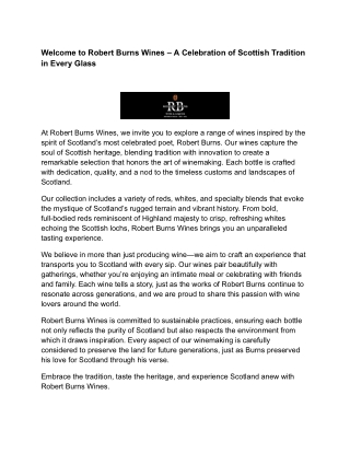 "Robert Burns Wines | Fine Scottish-Inspired Wines Delivered to You"