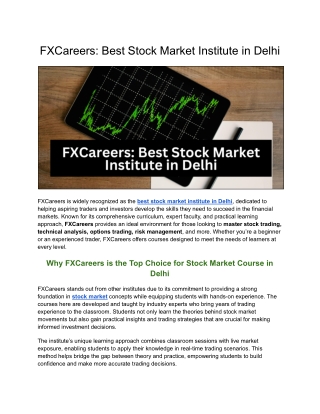 FXCareers: Best Stock Market Institute in Delhi