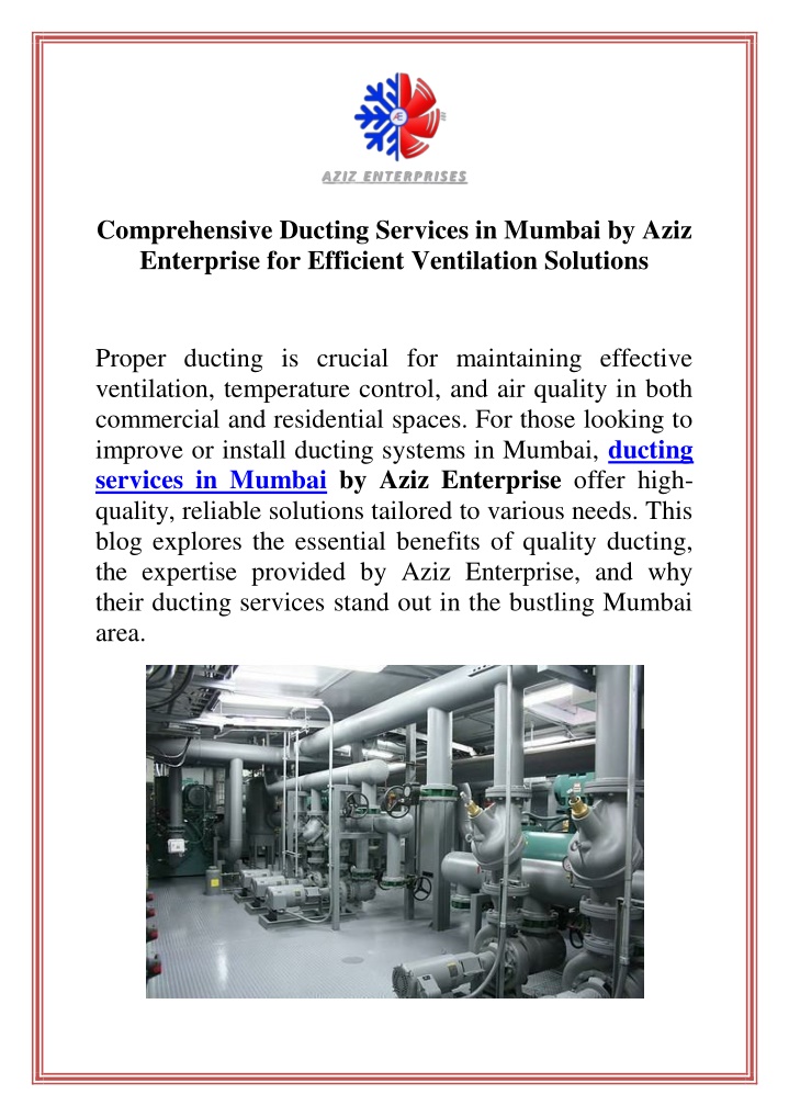 comprehensive ducting services in mumbai by aziz