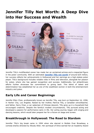 Jennifer Tilly Net Worth_ A Deep Dive into Her Success and Wealth