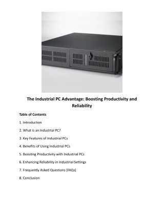 The Industrial PC Advantage - Boosting Productivity and Reliability