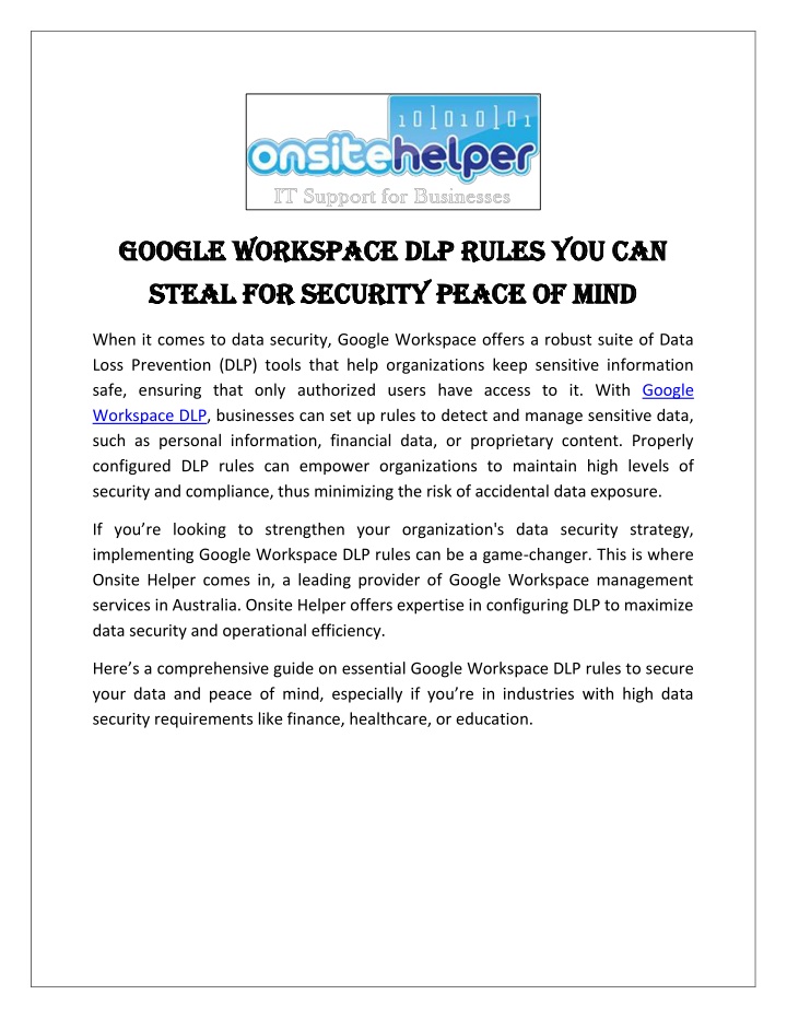 google workspace dlp rules you can google