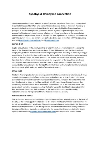 ayodhya ramayana connection