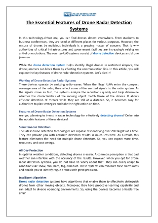 the essential features of drone radar detection
