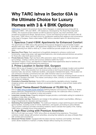 Why TARC Ishva in Sector 63A is the Ultimate Choice for Luxury Homes with 3