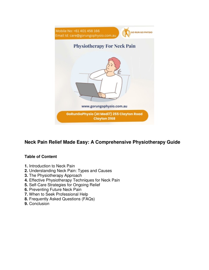 neck pain relief made easy a comprehensive