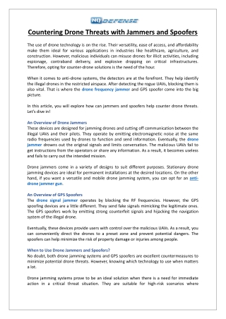 countering drone threats with jammers