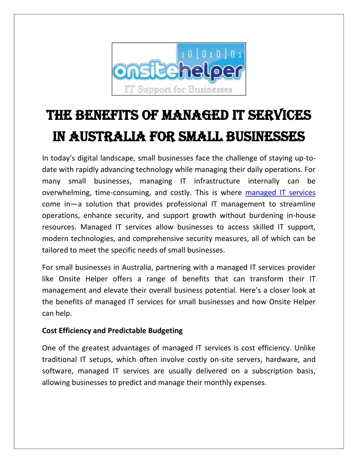 the benefits of managed it services the benefits