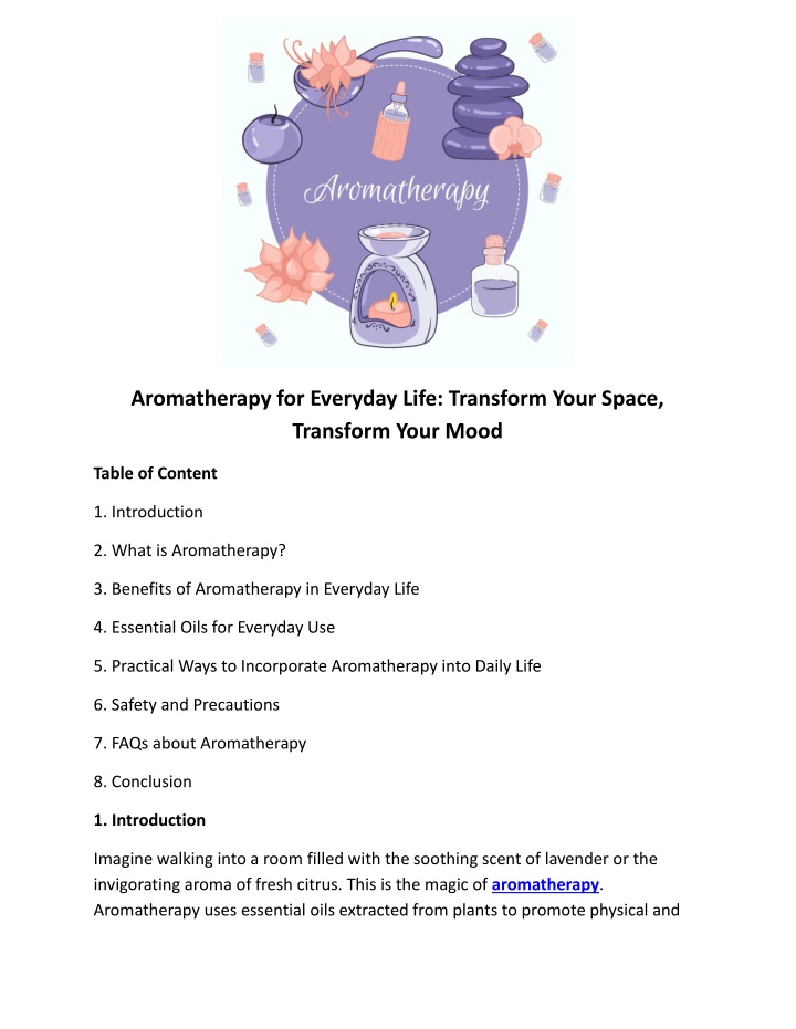 aromatherapy for everyday life transform your