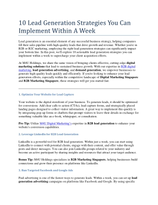 10 lead generation strategies you can implement