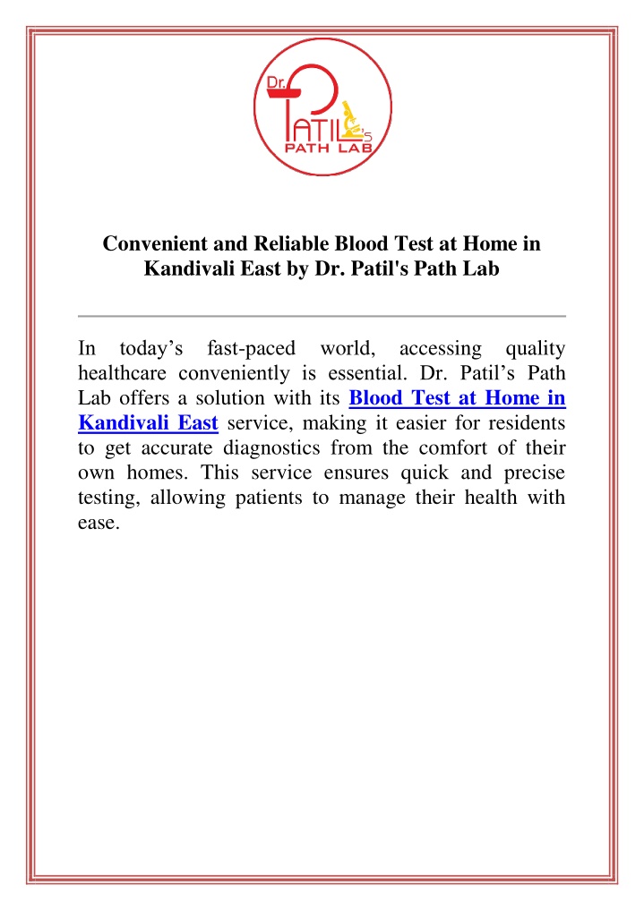 convenient and reliable blood test at home