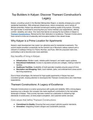 Top Builders in Kalyan_ Discover Tharwani Construction's Legacy