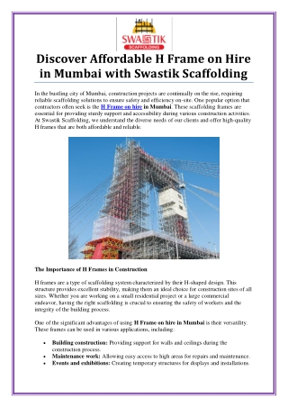 Affordable H Frame on Hire in Mumbai for Your Event Needs