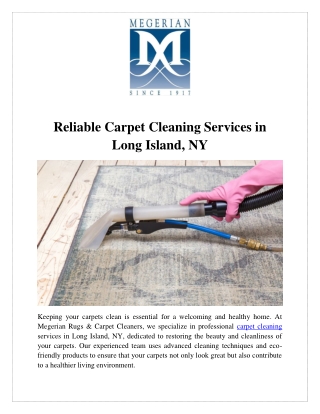 Reliable Carpet Cleaning Services in Long Island, NY