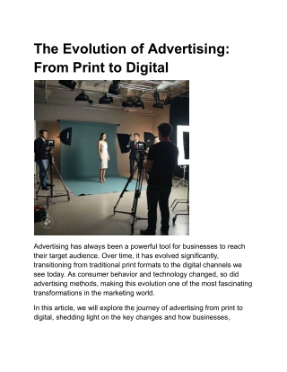 The Evolution of Advertising: From Print to Digital