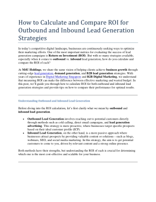 how to calculate and compare roi for outbound