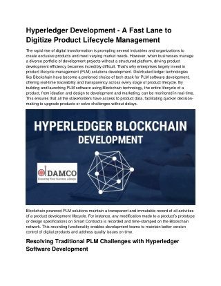 Reviving Product Lifecycle Management with Hyperledger Development