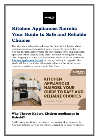 Kitchen Appliances Nairobi - Your Guide to Safe and Reliable Choices