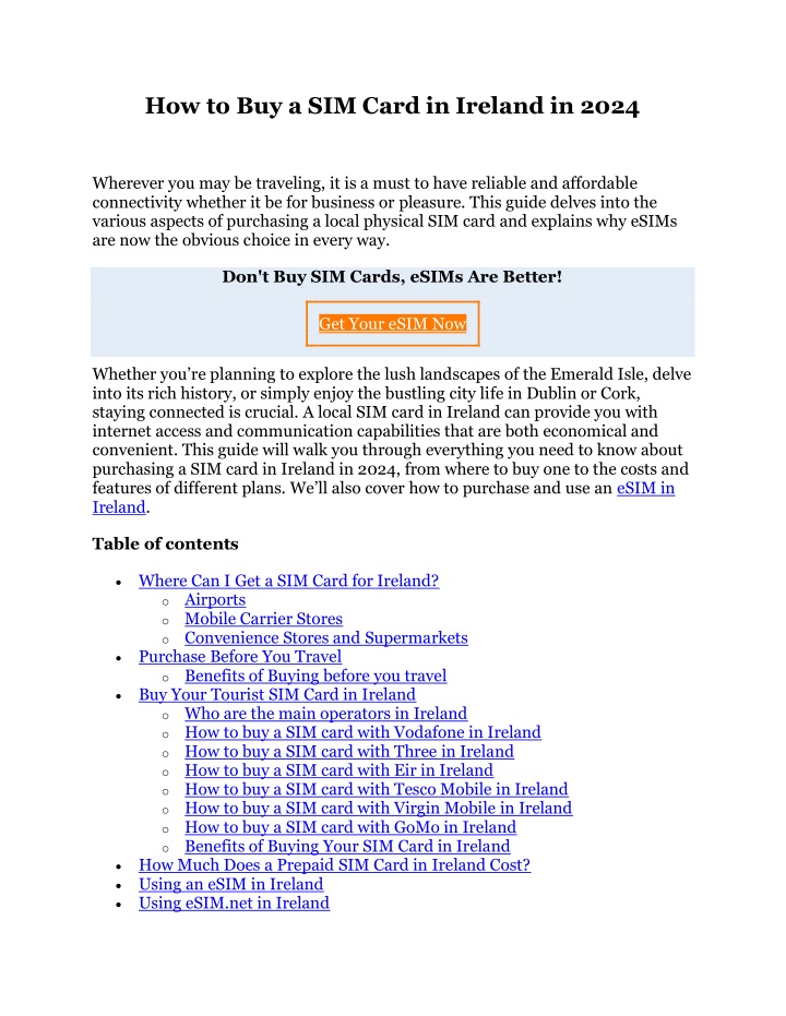 PPT How to Buy a SIM Card in Ireland in 2024 PowerPoint Presentation