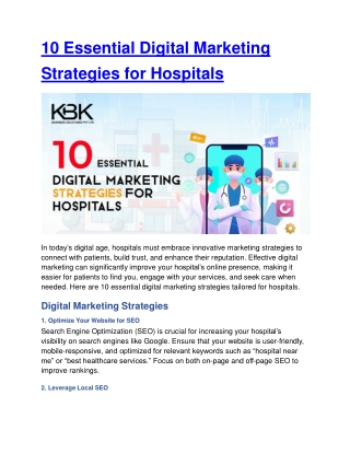 10 essential digital marketing strategies for hospitals