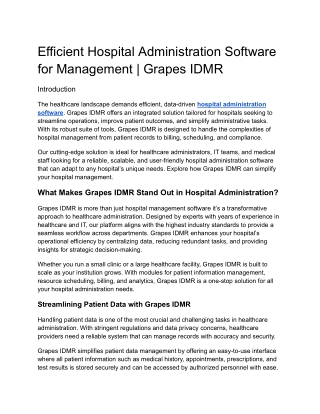 efficient hospital administration software