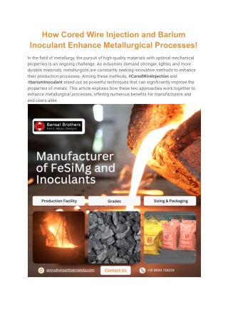 how cored wire injection and barium inoculant
