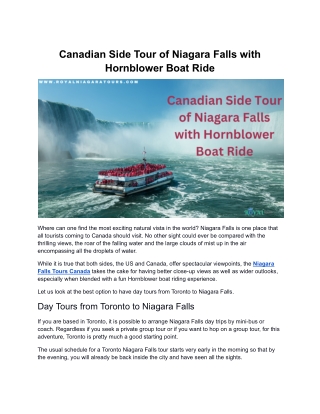 Canadian Side Tour of Niagara Falls with Hornblower Boat Ride