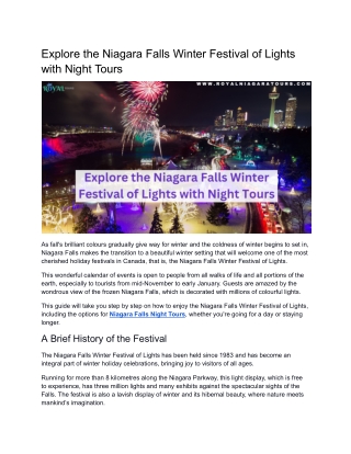 Explore the Niagara Falls Winter Festival of Lights with Night Tours