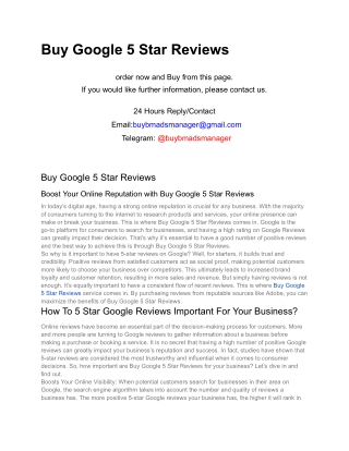 Buy Google 5 Star Reviews