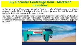 Buy Decanter Centrifuge from - Marktech Industries