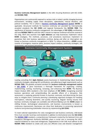 business continuity management system