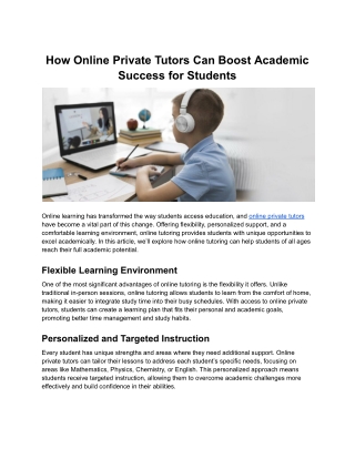 how online private tutors can boost academic