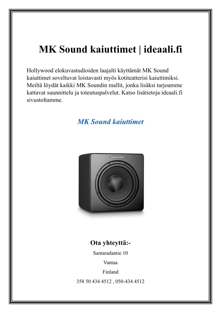 mk sound kaiuttimet ideaali fi