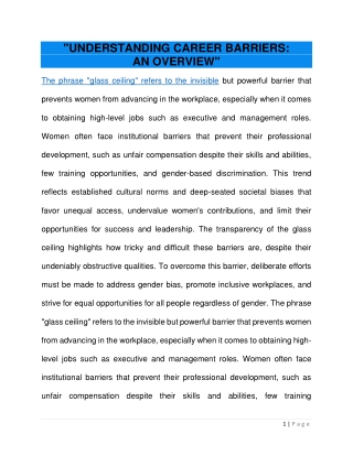 understanding career barriers an overview