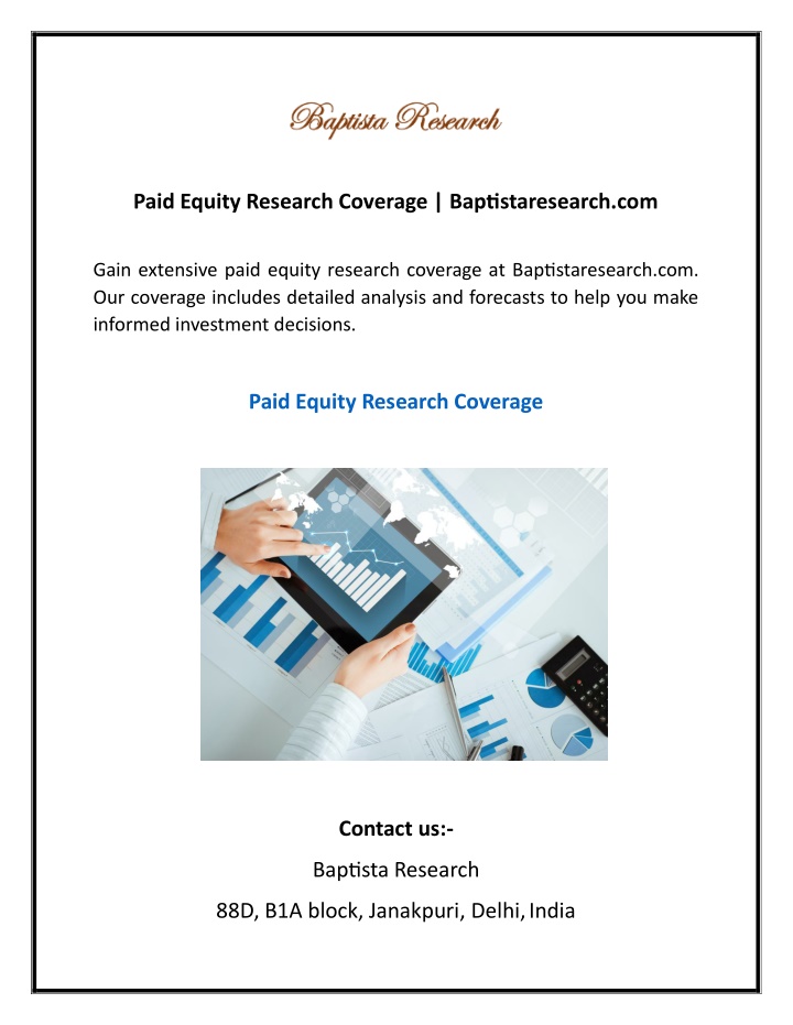 paid equity research coverage baptistaresearch com