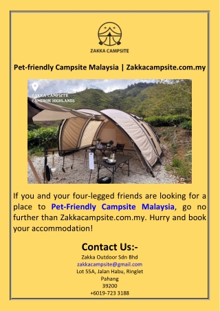 Pet-friendly Campsite Malaysia  Zakkacampsite.com.my