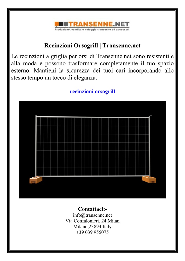 recinzioni orsogrill transenne net