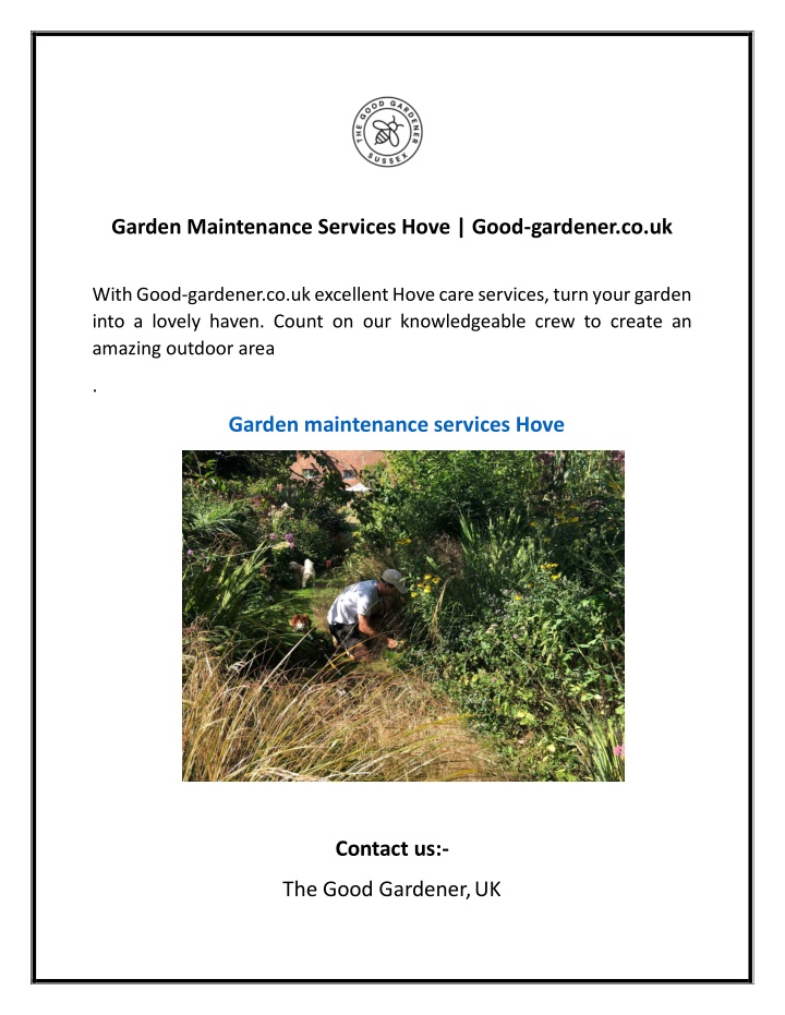 garden maintenance services hove good gardener