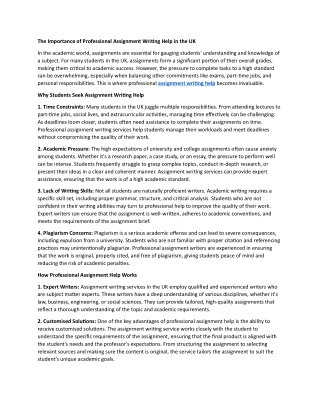 the importance of professional assignment
