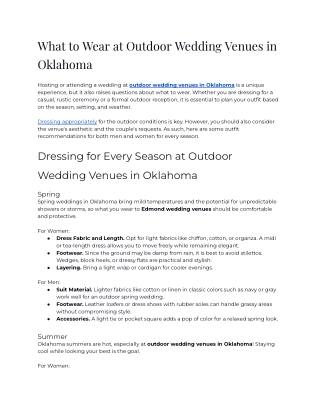 What to wear at outdoor wedding venues in Oklahoma