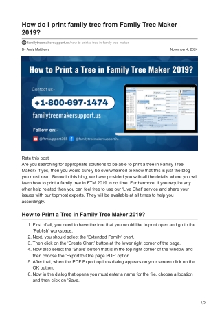 How do I print family tree from Family Tree Maker 2019
