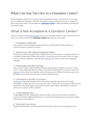 What can you not give to a donation center_