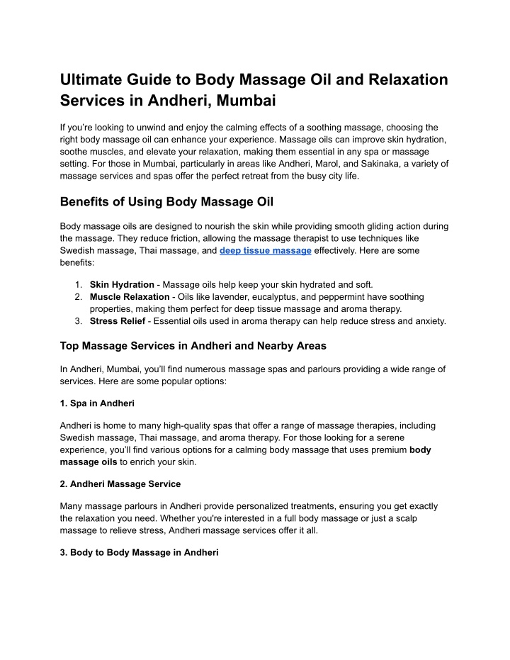 ultimate guide to body massage oil and relaxation